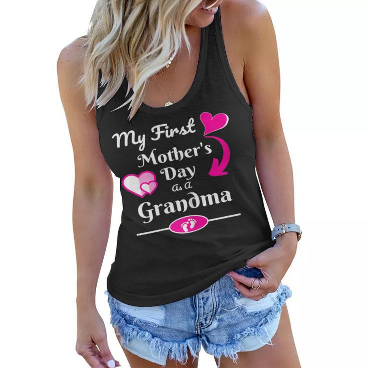 Womens My First Mothers Day As Grandma 2019 New Grandma Gift Shirt Women Flowy Tank