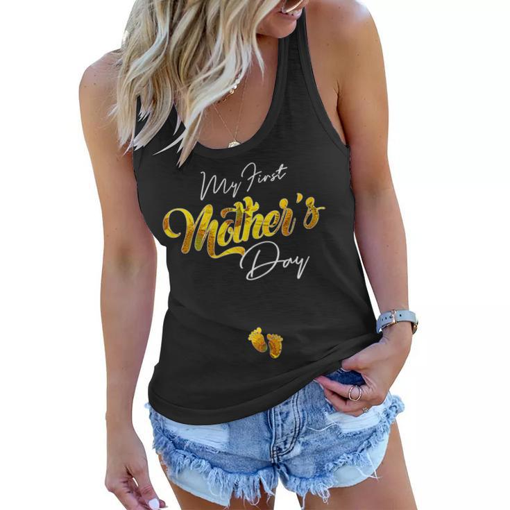 Womens My First Mothers Day Pregnancy Announcement Shirt Mom To Be V2 Women Flowy Tank
