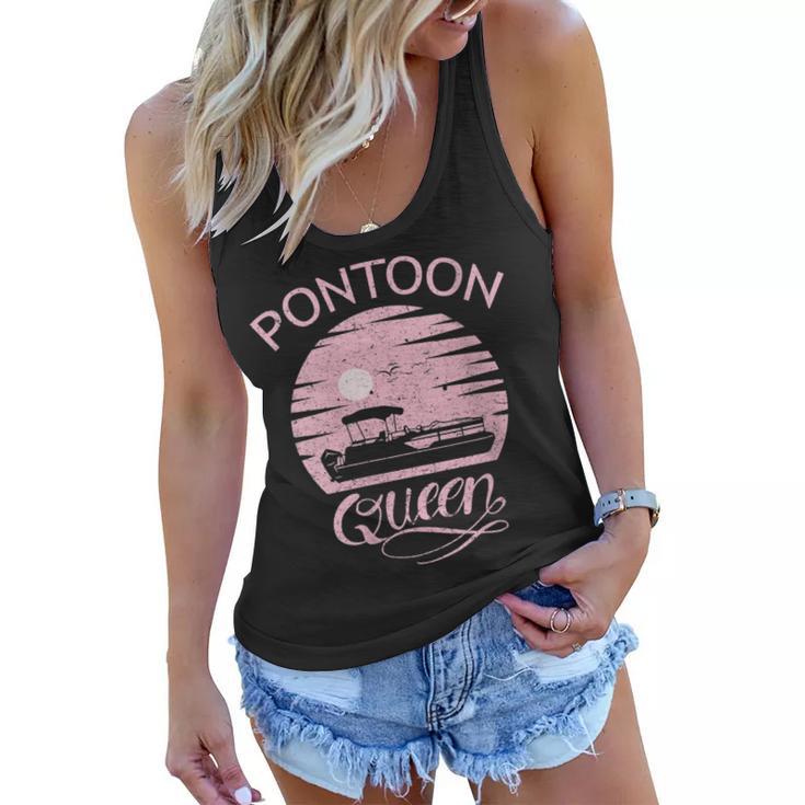 Womens Pontoon Queen Design Funny Pontoon Boat Lover Girls Boating  Women Flowy Tank