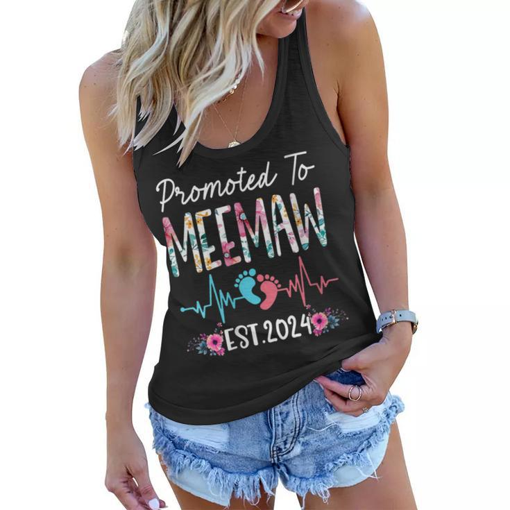 Womens Promoted To Meemaw Est 2024 Mothers Day First Time Mom  Women Flowy Tank