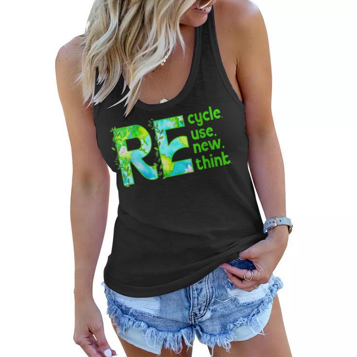 Womens Recycle Reuse Renew Rethink Outfit For Earth Day 2023  Women Flowy Tank