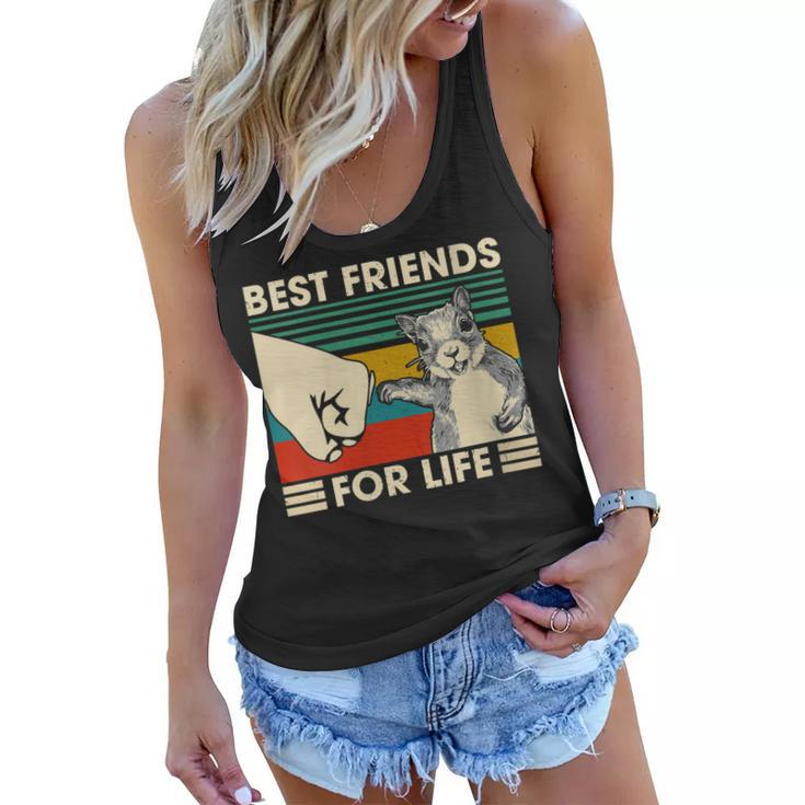 Womens Retro Vintage Squirrel Best Friend For Life Fist Bump  Women Flowy Tank