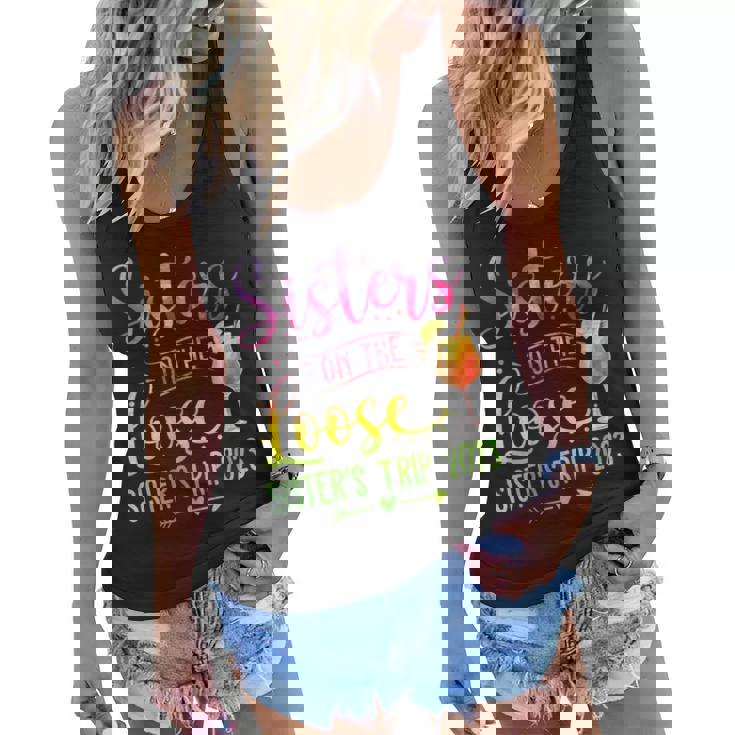 Womens Sisters On The Loose Tie-Dye Sisters Weekend Trip 2023 Women Flowy Tank