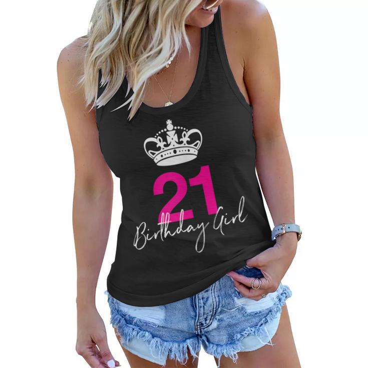 Womens Womens 21St Birthday Tshirt For Her Women Flowy Tank