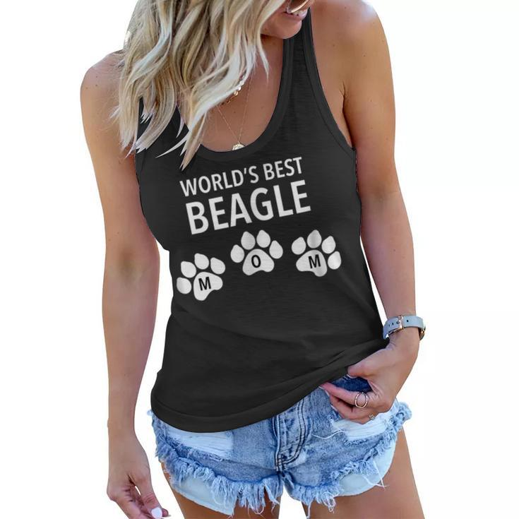 Worlds Best Beagle Mom T  With Paw Design Effect Women Flowy Tank