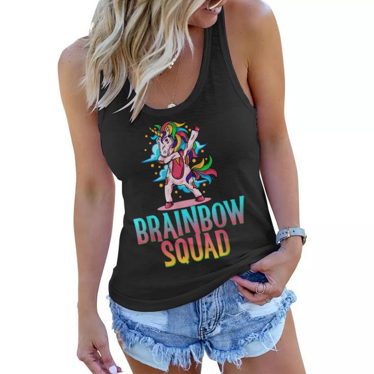 Zombie Unicorn Brainbow Squad Funny Halloween Group Matching Women Flowy Tank