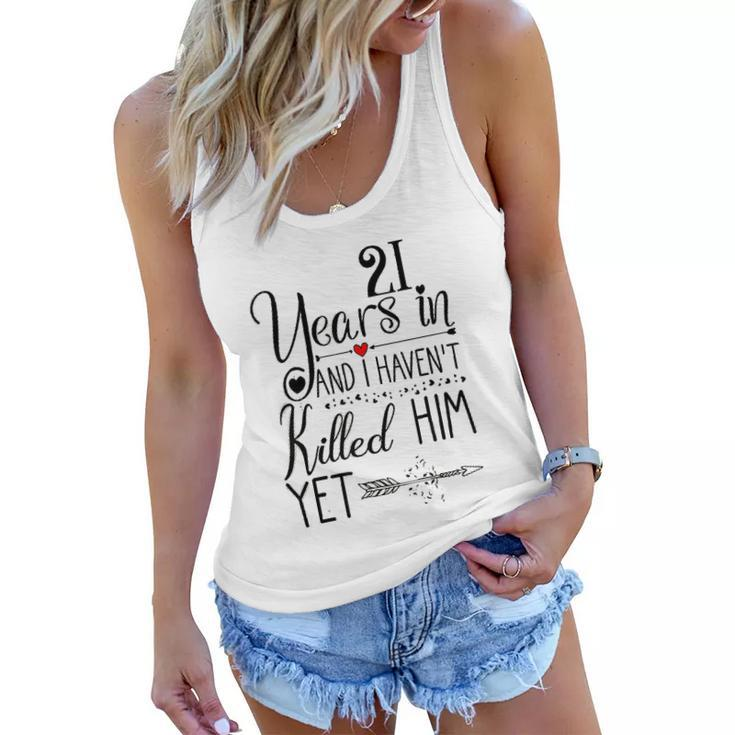 21St Wedding Anniversary Gift For Her 21 Years Of Marriage Women Flowy Tank