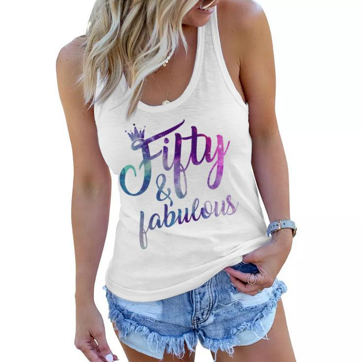 50Th Birthday Gift 50 Fifty And Fabulous Tshirts For Women Women Flowy Tank
