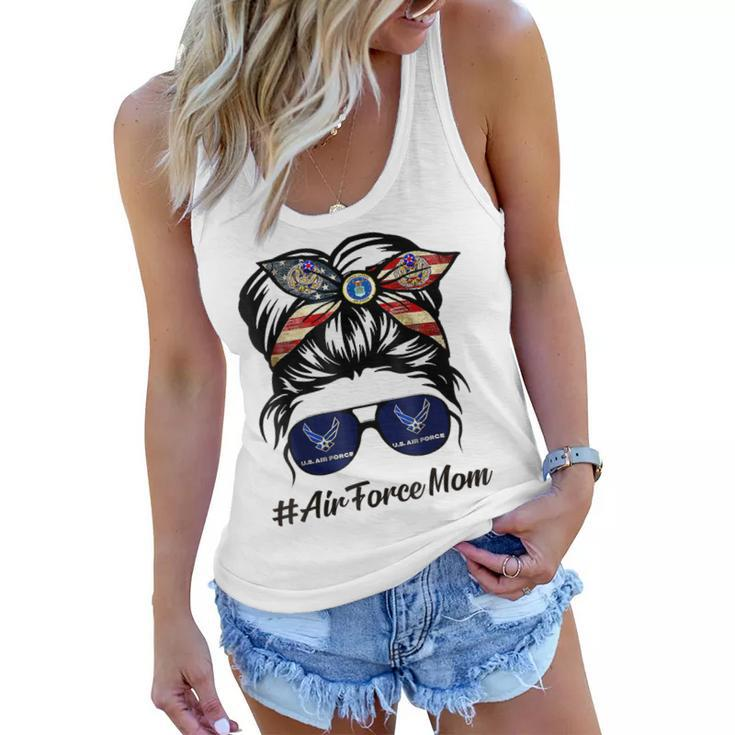 Air Force Mom Messy Bun Sunglasses Military Mom Mothers Day  Women Flowy Tank