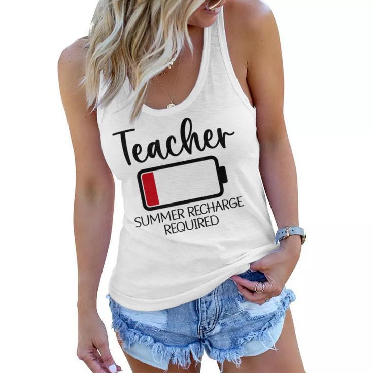 Funny Teacher Appreciation Teacher Summer Recharge Required  Women Flowy Tank