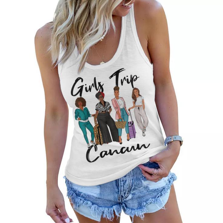 Girls Trip Cancun For Melanin Afro Black Vacation Women  Women Flowy Tank