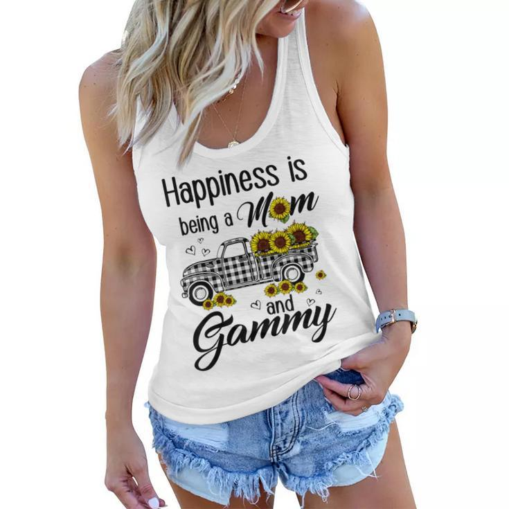 Happiness Is Being A Mom And Gammy Sunflower Gift  Women Flowy Tank