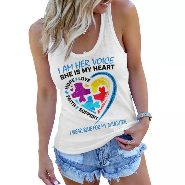 I Am Her Voice She Is My Heart Autism Mom Autistic Daughter  Women Flowy Tank