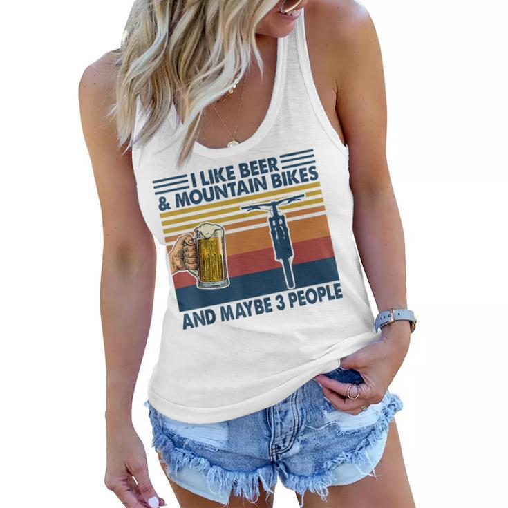 I Like Beer And Mountain Bikes And Maybe 3 People Vintage Women Flowy Tank