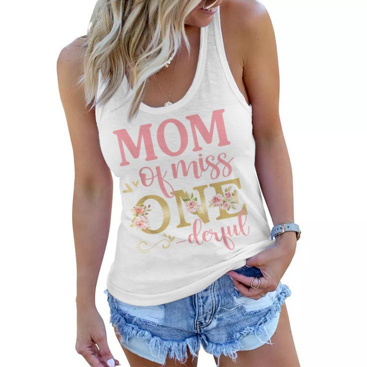 Mom Of Little Miss Onederful 1St Birthday Family Matching  Women Flowy Tank