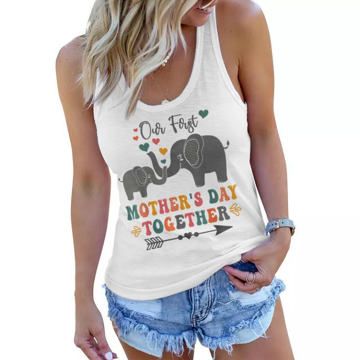 Mothers DayOur First Mothers Day Together Elephant Design  Women Flowy Tank