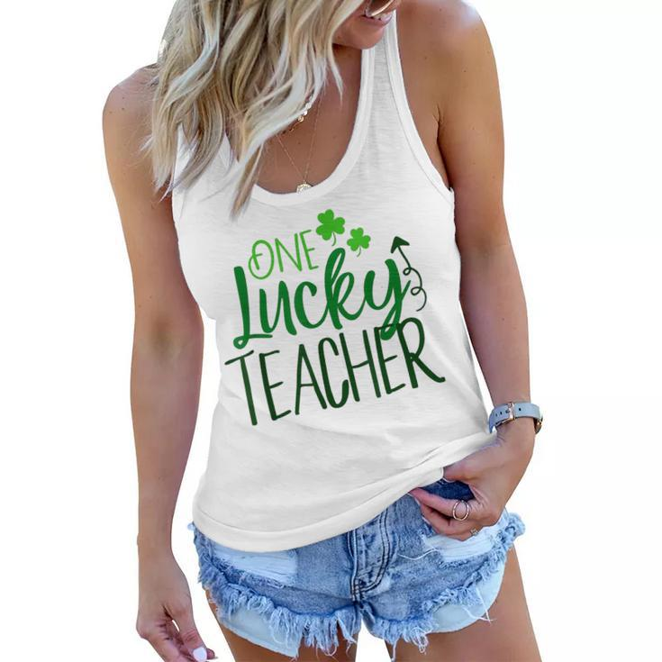 One Lucky Teacher Cute Educator St Patricks Day Shamrock  Women Flowy Tank