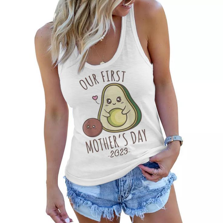 Our First Mothers Day 2023 Cute Avocado Mom  Women Flowy Tank