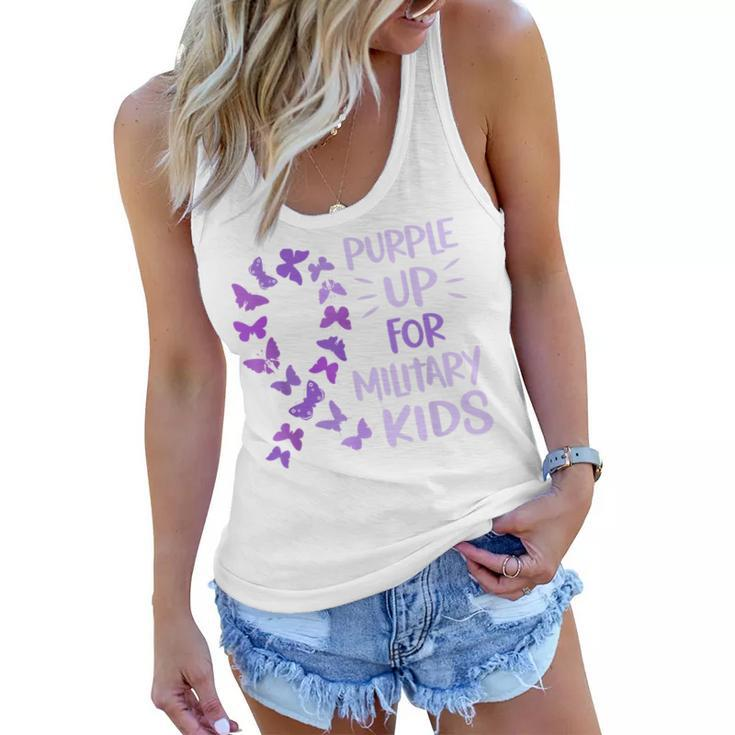 Purple Up Military Child Butterfly - Military Brats Month  Women Flowy Tank