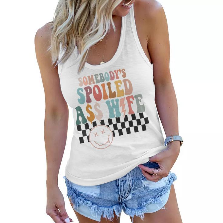 Somebodys Spoiled Ass Wife Retro Checkered Mothers Day  Women Flowy Tank