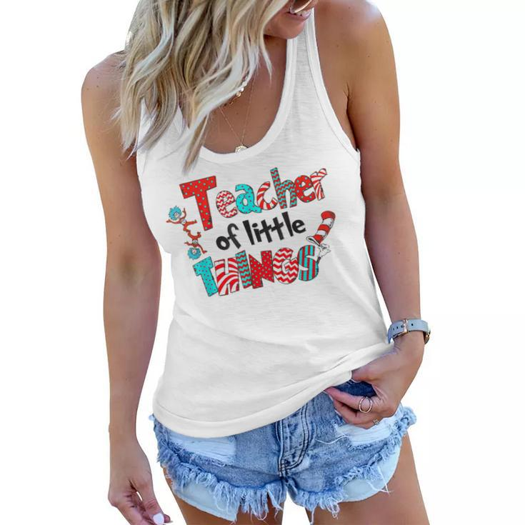 Teacher Of Little Things Gift For Teacher Cat In Hat Women Flowy Tank