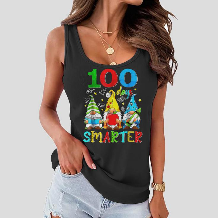 100 Days Smarter Cute Gnome Gift Teacher 100 Days Of School Women Flowy Tank