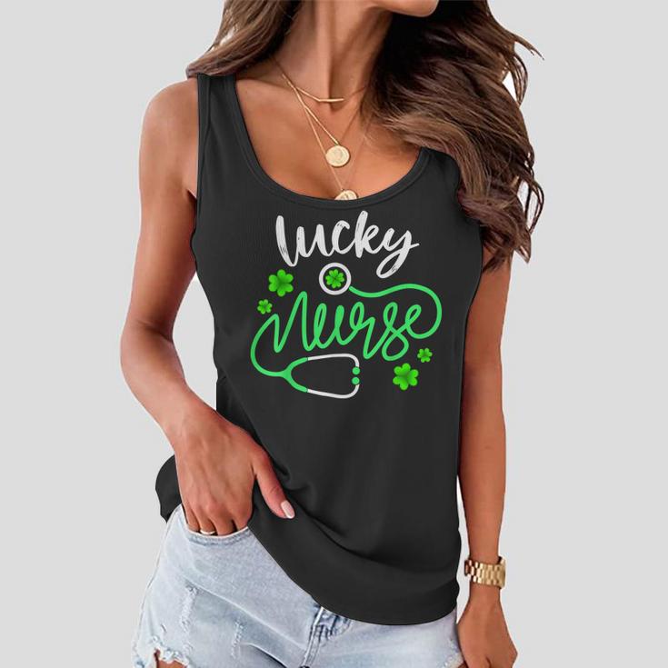 Lucky Nurse T  St Pattys Day Gift Shamrock Nurse  Women Flowy Tank