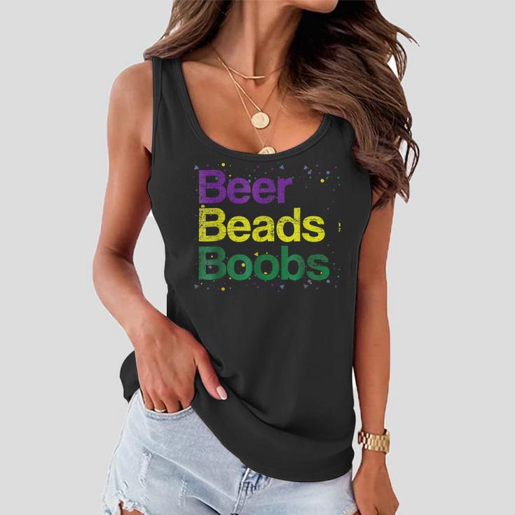 Beers Beads Boobs Funny Mardi Gras 2023 New Orleans Carnival  Women Flowy Tank