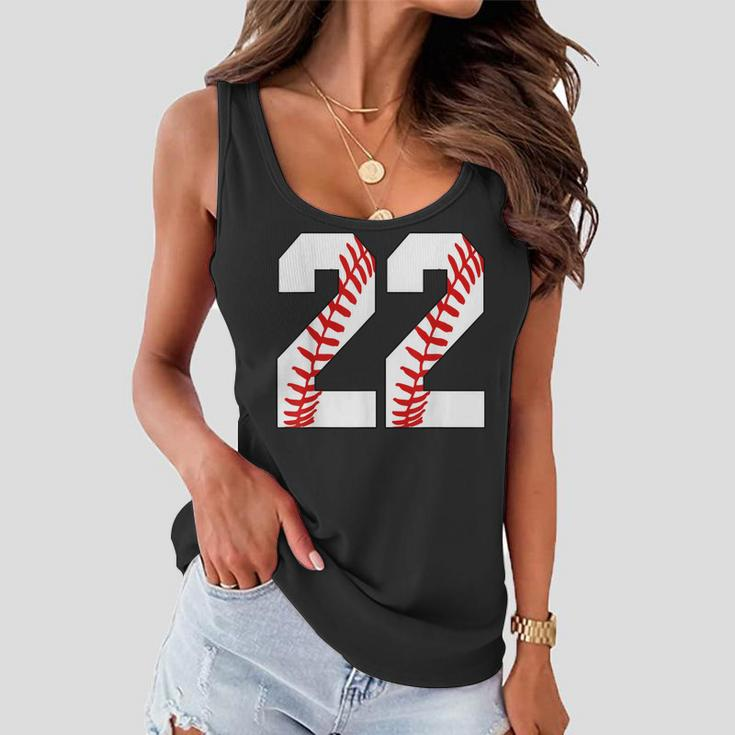 22 Baseball 22 Birthday Twenty-Two Baseball Mom Fan Jersey Women Flowy Tank