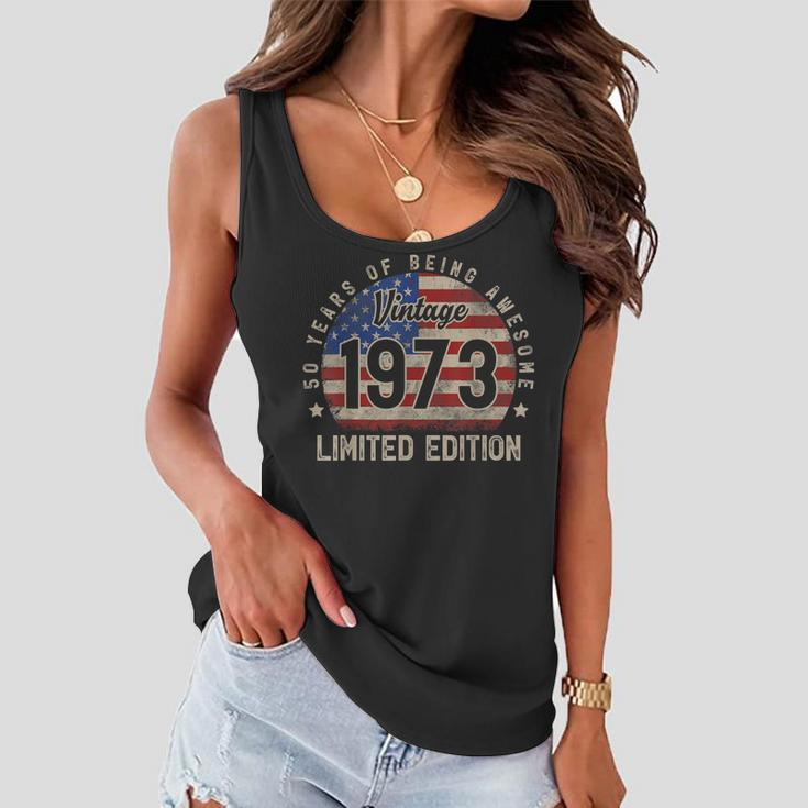 American Flag 50 Years Of Being Awesome 1973 50Th Birthday Women Flowy Tank