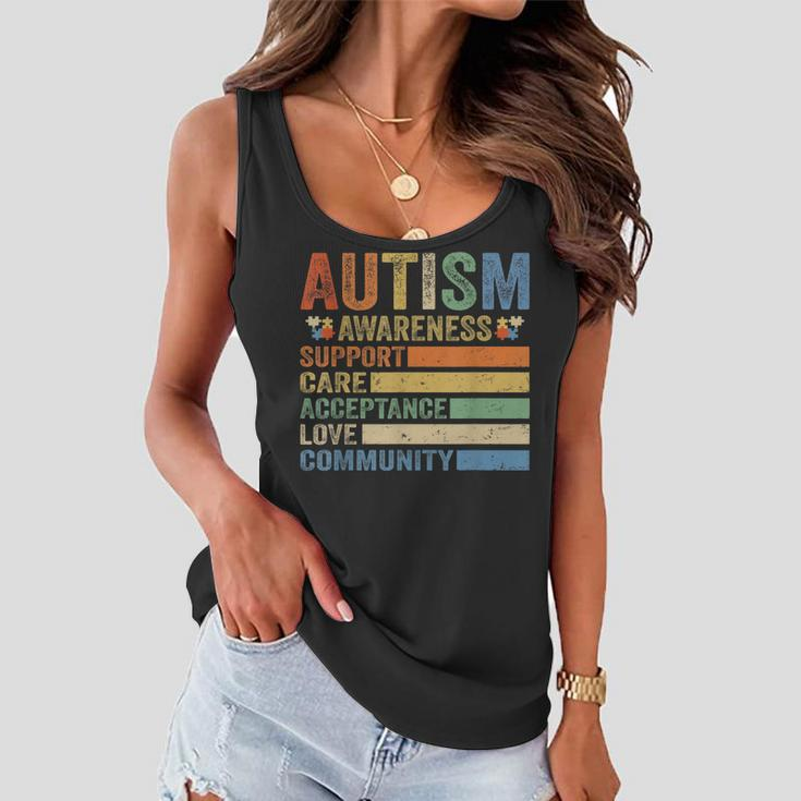 Autism Awareness Support Care Acceptance For Women Mom Dad Women Flowy Tank