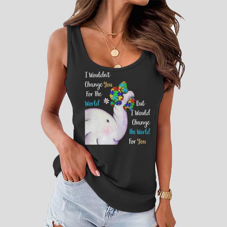 Autism Mom Change The World For You Elephant Puzzle Pieces Women Flowy Tank