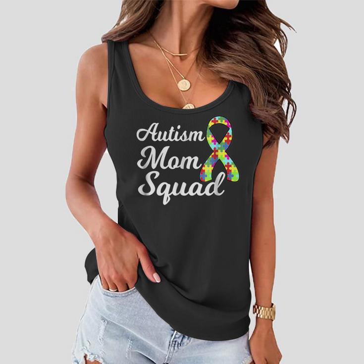 Autism Mom Squad Autism AwarenessPuzzle Ribbon Women Flowy Tank