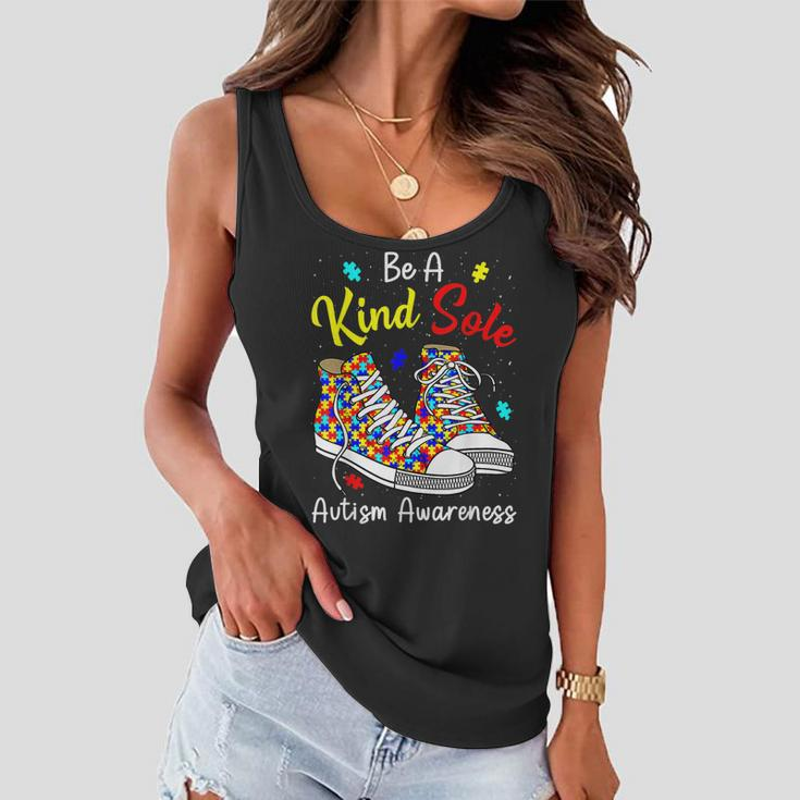 Be A Kind Sole Autism Awareness Rainbow Trendy Puzzle Shoes Women Flowy Tank