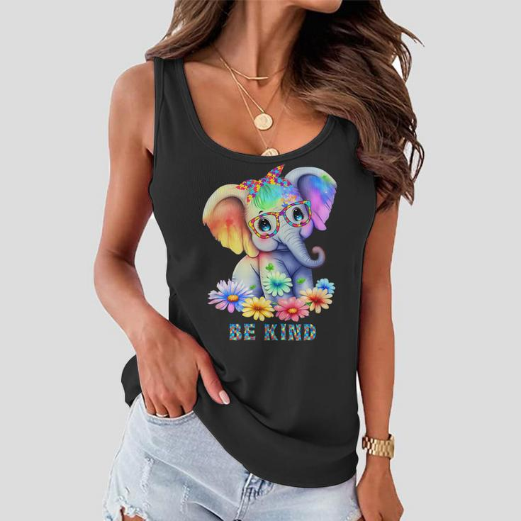 Be Kind Autism Awareness Acceptance Kindness Graphic Women Flowy Tank