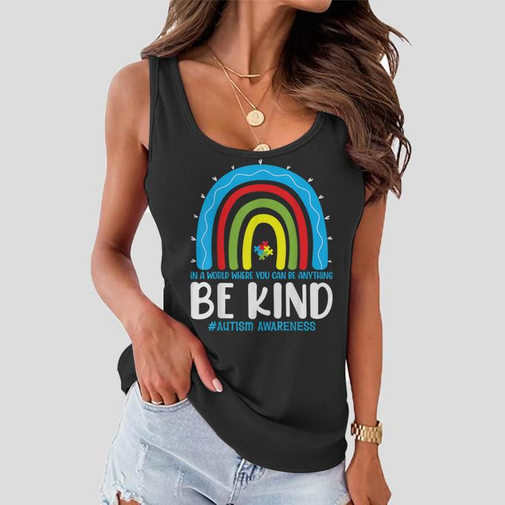 Be Kind Autism Awareness Rainbow Leopard Choose Kindness Women Flowy Tank