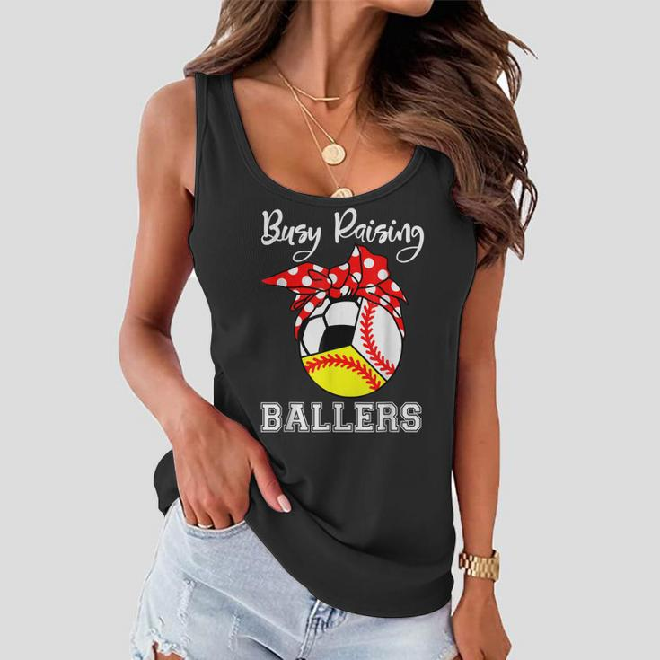 Busy Raising Ballers Funny Baseball Softball Soccer Mom Women Flowy Tank