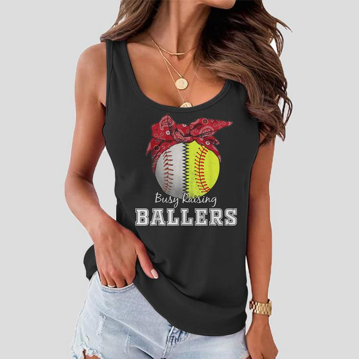Busy Raising Ballers Softball Baseball Baseball Mom Gift Women Flowy Tank