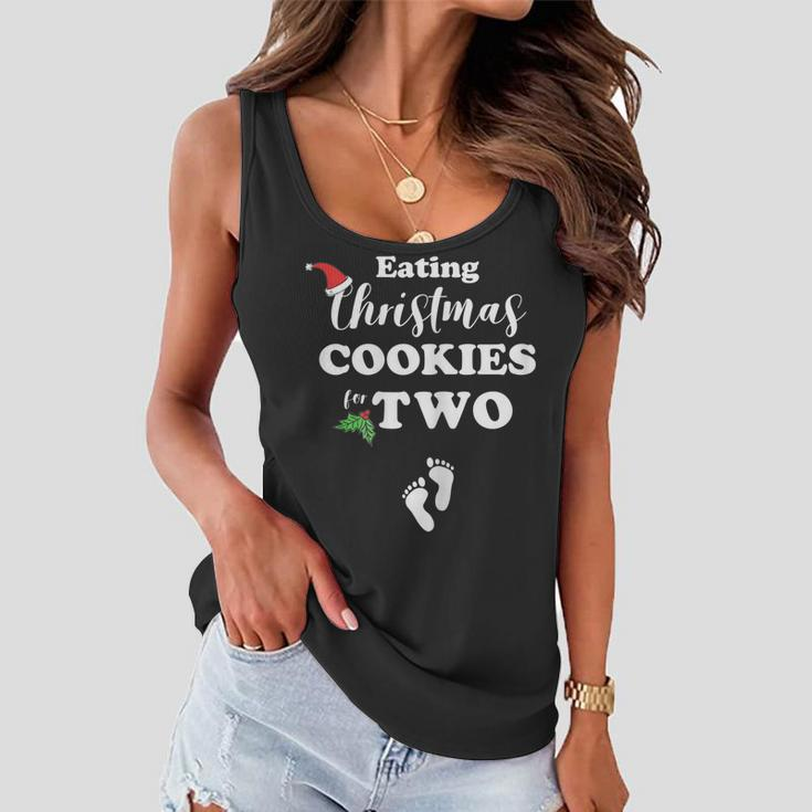 Christmas Pregnancy Mom To Be Eating Cookies For Two Gift For Womens Women Flowy Tank