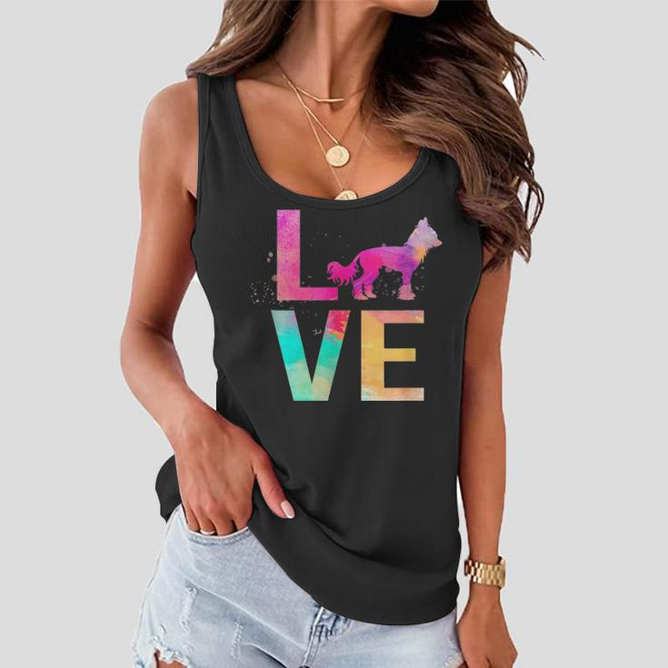 Colorful Chinese Crested Dog Mom Gifts Chinese Crested Women Flowy Tank
