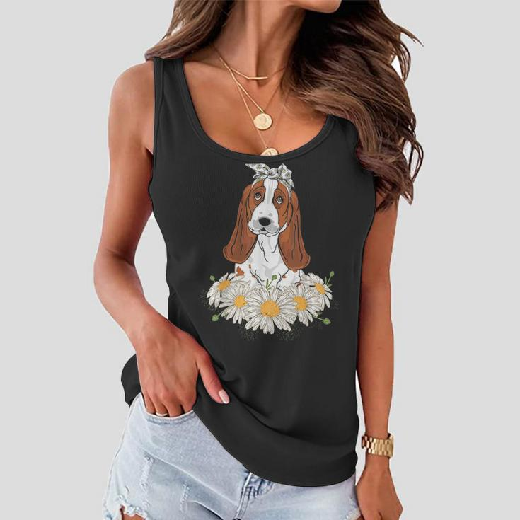 Cute Basset Hound Funny Dog Lovers Clothes Mother Gifts Women Flowy Tank