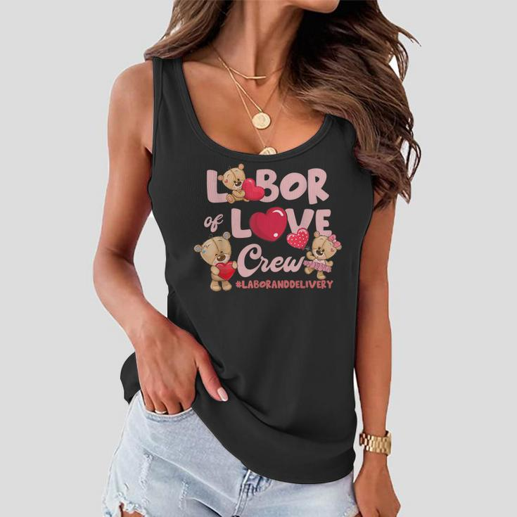 Cute Bear Funny Labor And Delivery Nurse Valentines Day Women Flowy Tank