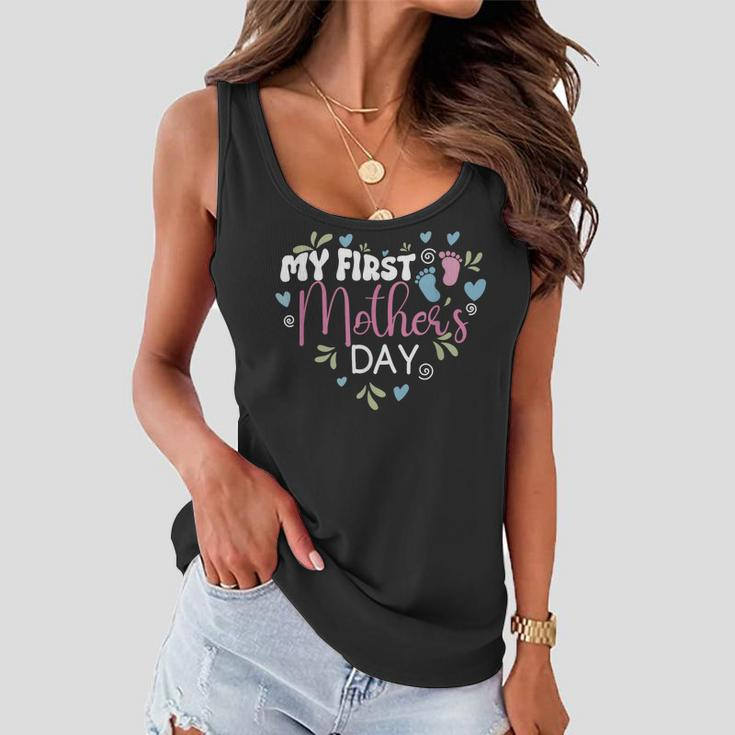 Cute Mommy Pregnancy Announcement My First Mothers Day Women Flowy Tank