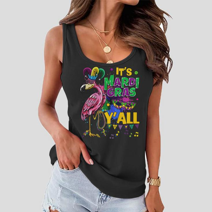 Funny Carnival Party Gift Idea Flamingo Mardi Gras V6 Women Flowy Tank