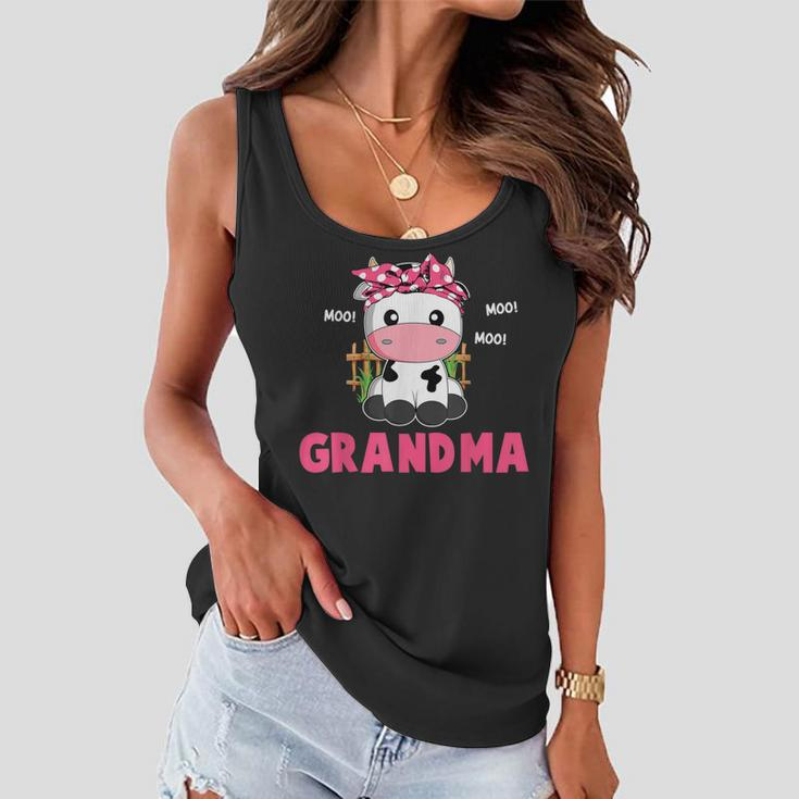 Funny Grandma Cow Cute Cow Farmer Birthday Matching Family Women Flowy Tank