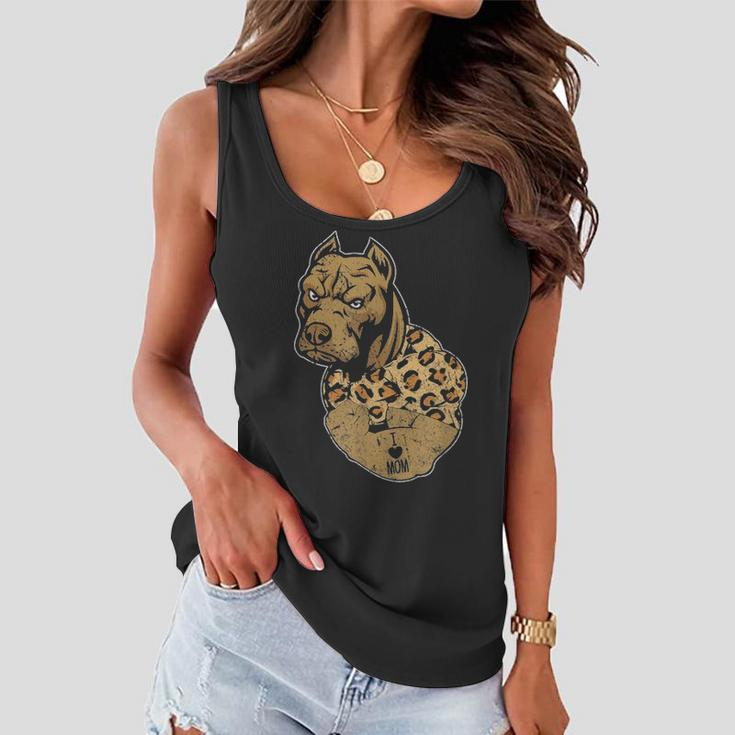 Funny Leopard Pitbull Mom Costume Mothers Day Gift Women Flowy Tank