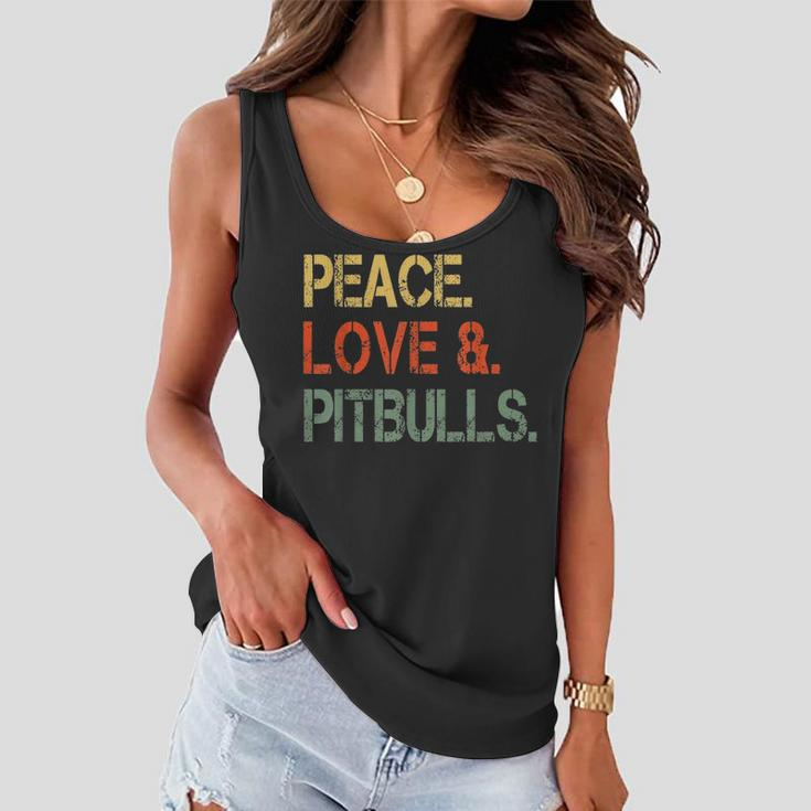 Funny Peace Love Pitbulls Pittie Mom Gifts Pibbles Dad Women Flowy Tank
