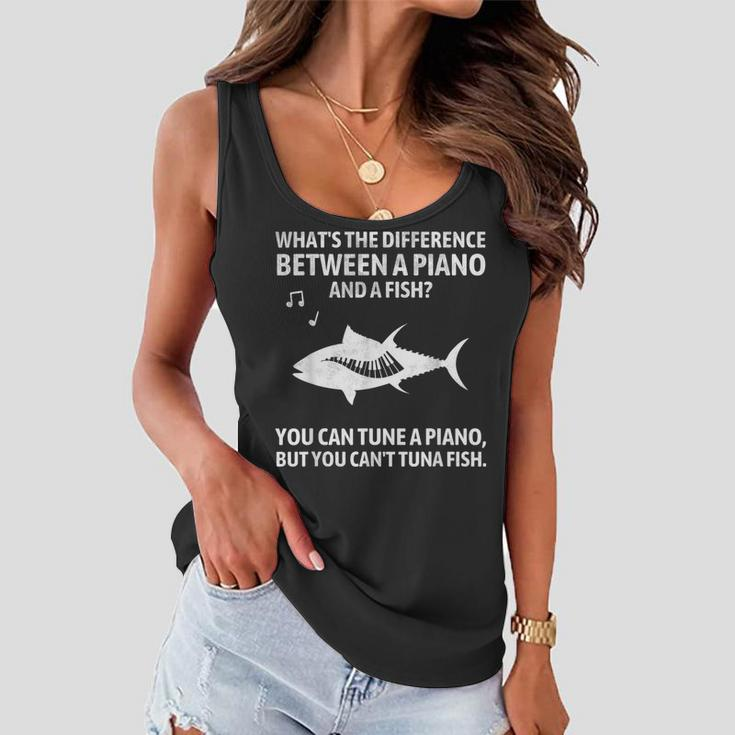 Funny Piano Tuna Fish Music Sarcastic Joke Women Flowy Tank
