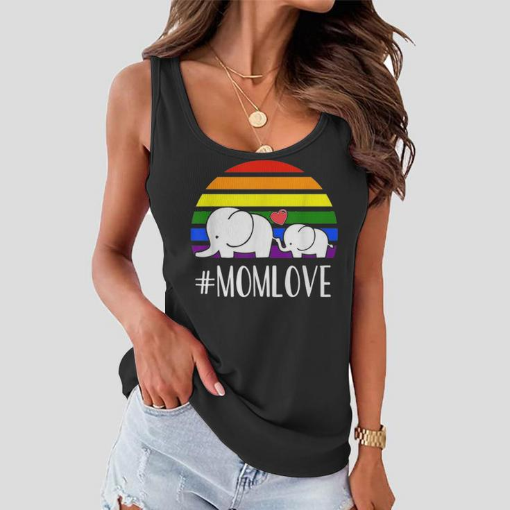 Gay Mom Love Pride Lgbt Rainbow Flag Elephant Gay Mom Gift V2 Women Flowy Tank