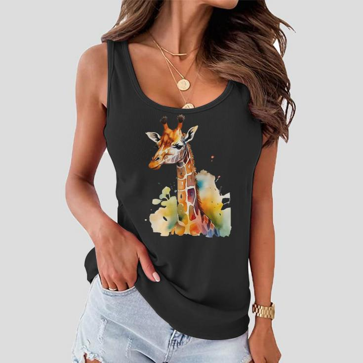 Giraffe Watercolor Women Flowy Tank